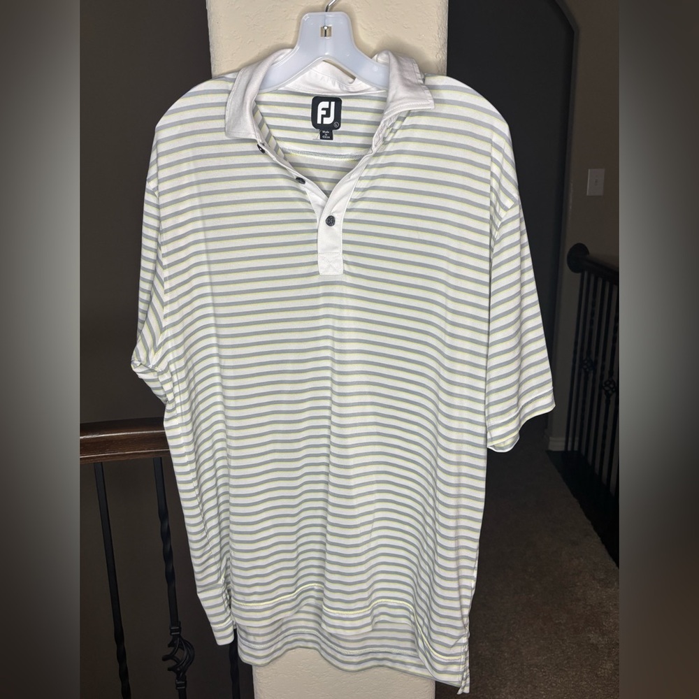FootJoy Green Striped Polo Size Large